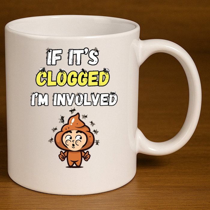 If Its Clogged Im Involved Funny Embarrassing 11oz C Handle Ceramic Mug