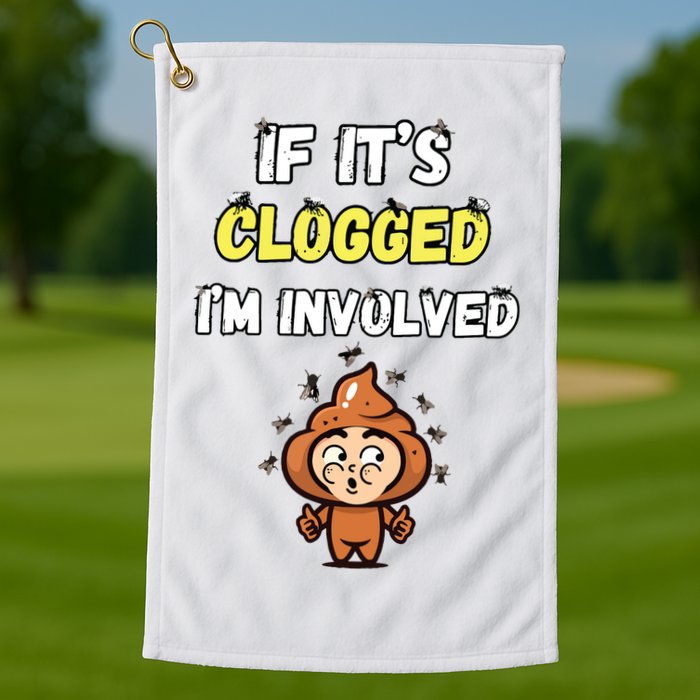 If Its Clogged Im Involved Funny Embarrassing Golf Towel