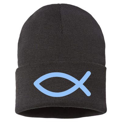 Ichthys Ichthus Christian Symbol Jesus Fish Sustainable Knit Beanie