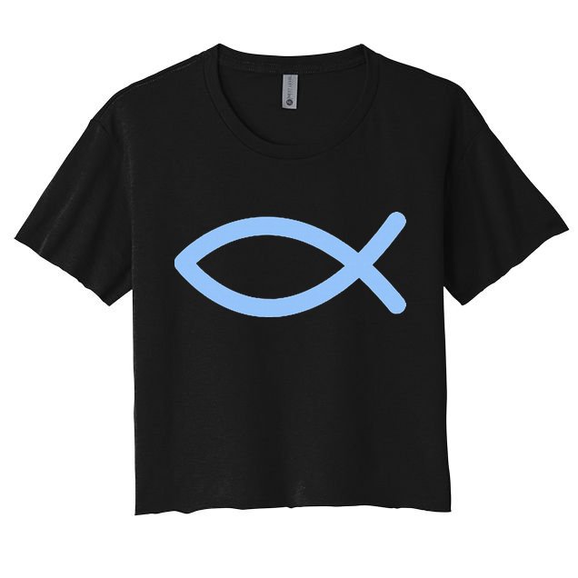 Ichthys Ichthus Christian Symbol Jesus Fish Women's Crop Top Tee