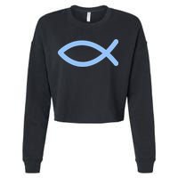 Ichthys Ichthus Christian Symbol Jesus Fish Cropped Pullover Crew