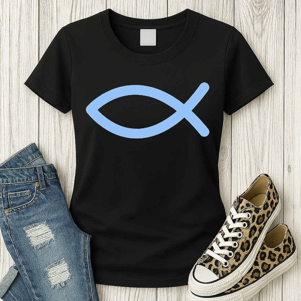 Ichthys Ichthus Christian Symbol Jesus Fish Womens T-Shirt