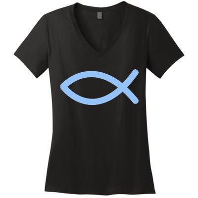 Ichthys Ichthus Christian Symbol Jesus Fish Women's V-Neck T-Shirt