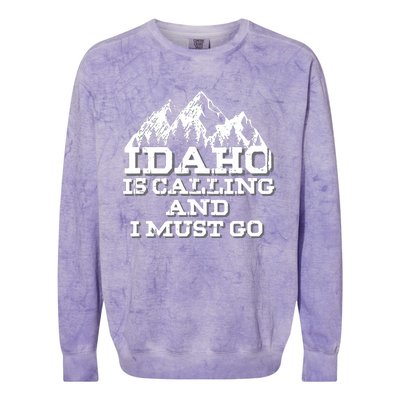 Idaho Is Calling And I Must Go Mountains Colorblast Crewneck Sweatshirt