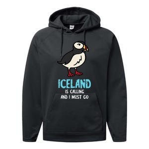 Iceland Is Calling Seabird Lover Puffin Performance Fleece Hoodie