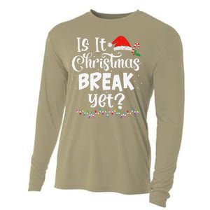 Is It Christmas Break Yet Funny Xmas Holiday Teacher Women Cooling Performance Long Sleeve Crew