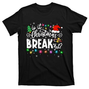 Is It Christmas Break Yet Funny Teacher Xmas Light Santa Hat Long Sleeve T-Shirt