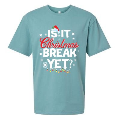 Is It Christmas Break Yet Funny Xmas Holiday Teacher Gift Sueded Cloud Jersey T-Shirt