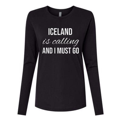 Iceland Is Calling And I Must Go Vacation Roots Iceland Womens Cotton Relaxed Long Sleeve T-Shirt