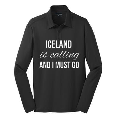 Iceland Is Calling And I Must Go Vacation Roots Iceland Silk Touch Performance Long Sleeve Polo