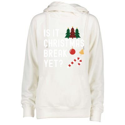 Is It Christmas Break Yet Funny Holiday Santa Lights Student Gift Womens Funnel Neck Pullover Hood