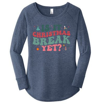 Is It Christmas Break Yet Retro Christmas Teacher Xmas Gift Women's Perfect Tri Tunic Long Sleeve Shirt