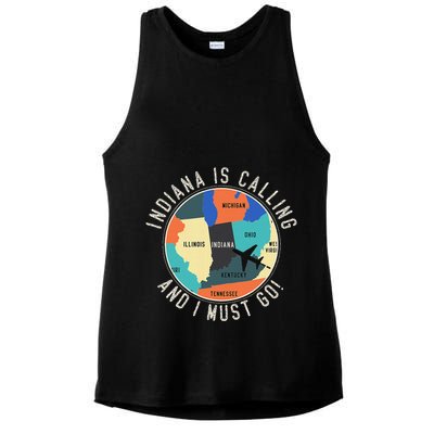 Indiana Is Calling And I Must Go Indiana State Ladies PosiCharge Tri-Blend Wicking Tank