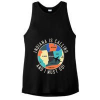 Indiana Is Calling And I Must Go Indiana State Ladies PosiCharge Tri-Blend Wicking Tank