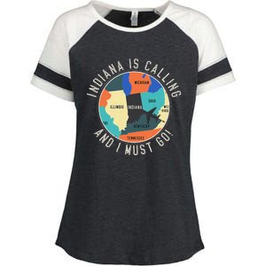 Indiana Is Calling And I Must Go Indiana State Enza Ladies Jersey Colorblock Tee