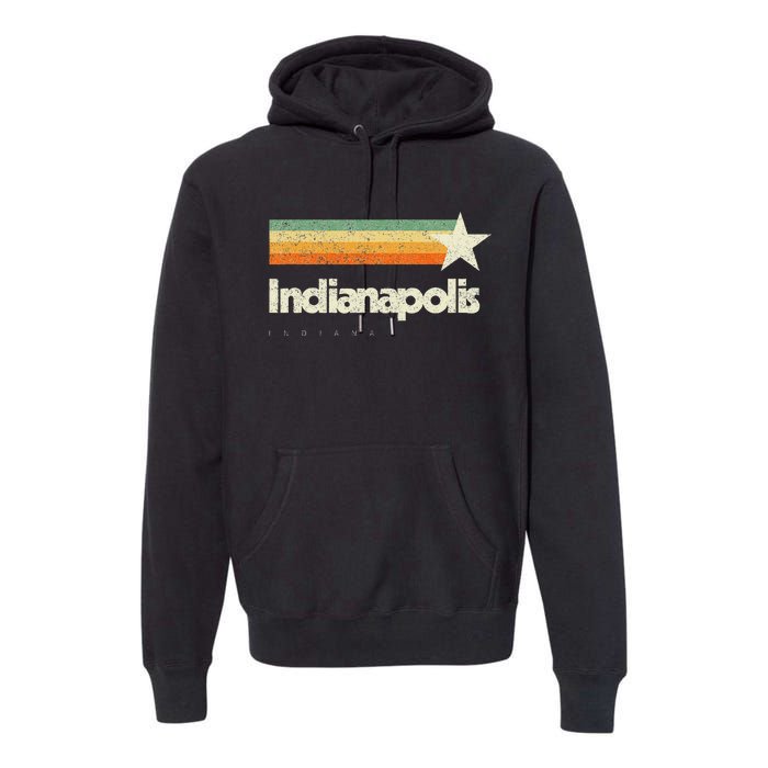 Indianapolis Indiana Cool Vintage Novelty American Aesthetic Premium Hoodie