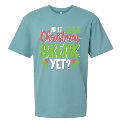 Is It Christmas Break Yet? Christmas Funny Gift For Teachers Cool Gift Sueded Cloud Jersey T-Shirt