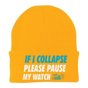 If I Collapse Please Pause My Watch Running Marathon Runner Knit Cap Winter Beanie