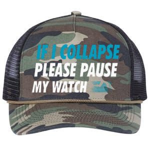 If I Collapse Please Pause My Watch Running Marathon Runner Retro Rope Trucker Hat Cap