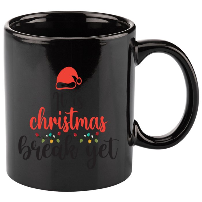 Is It Christmas Break Yet? SantaS Hat Funny Holiday Design Cool Gift 11oz C Handle Ceramic Mug