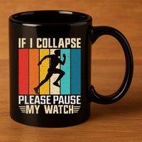 If I Collapse Please Pause My Watch Running Marathon Runner 11oz C Handle Ceramic Mug