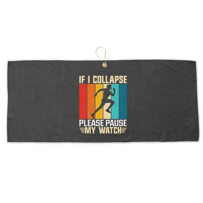 If I Collapse Please Pause My Watch Running Marathon Runner Large Microfiber Waffle Golf Towel