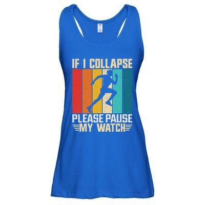 If I Collapse Please Pause My Watch Running Marathon Runner Ladies Essential Flowy Tank