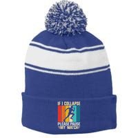 If I Collapse Please Pause My Watch Running Marathon Runner Stripe Pom Pom Beanie