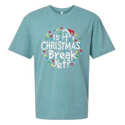 Is It Christmas Break Yet Teacher Christmas Lights Sueded Cloud Jersey T-Shirt