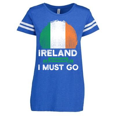 Ireland Is Calling I Must Go Irish Heritage Roots Flag Pride Cool Gift Enza Ladies Jersey Football T-Shirt