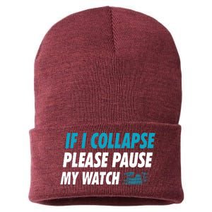 If I Collapse Please Pause My Watch Running Marathon Runner Sustainable Knit Beanie