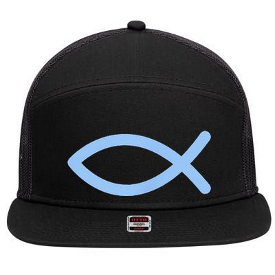 Ichthys Ichthus Christian Symbol Jesus Fish 7 Panel Mesh Trucker Snapback Hat