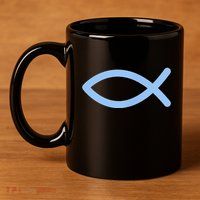 Ichthys Ichthus Christian Symbol Jesus Fish 11oz C Handle Ceramic Mug