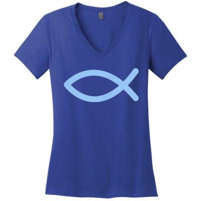 Ichthys Ichthus Christian Symbol Jesus Fish Women's V-Neck T-Shirt