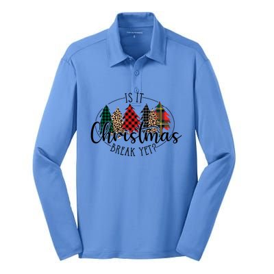 Is It Christmas Break Yet? Family Christmas Trees Pajamas Cool Gift Silk Touch Performance Long Sleeve Polo