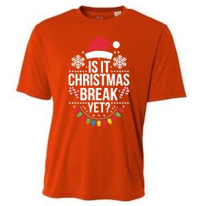 Is It Christmas Break Yet Funny Xmas Holiday Teacher Gift Cooling Performance Crew T-Shirt