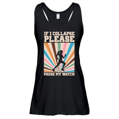 If I Collapse Please Pause My Watch Runner Marathon Ladies Essential Flowy Tank