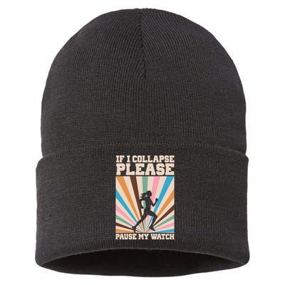 If I Collapse Please Pause My Watch Runner Marathon Sustainable Knit Beanie