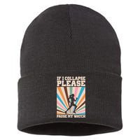 If I Collapse Please Pause My Watch Runner Marathon Sustainable Knit Beanie