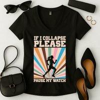 If I Collapse Please Pause My Watch Runner Marathon Women's V-Neck T-Shirt