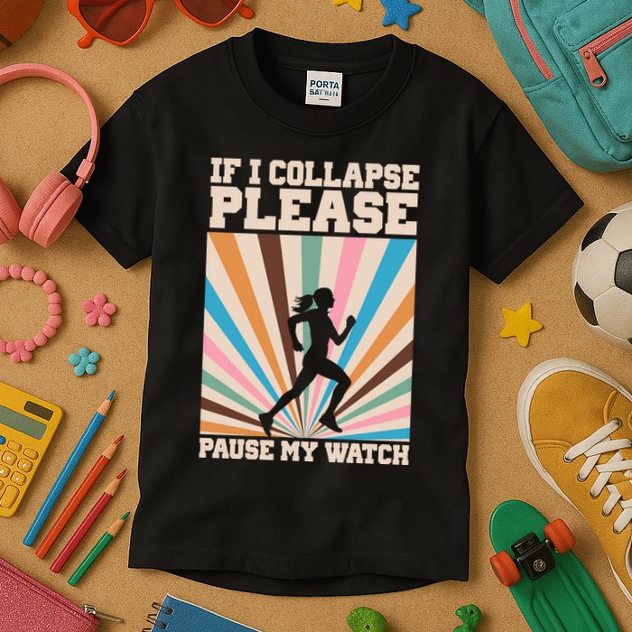 If I Collapse Please Pause My Watch Runner Marathon Kids T-Shirt