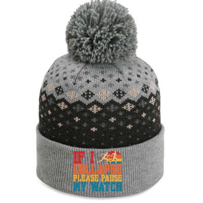 If I Collapse Please Pause My Watch Running Marathon Runner The Baniff Cuffed Pom Beanie