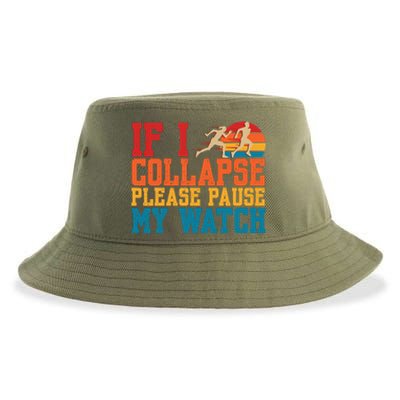 If I Collapse Please Pause My Watch Running Marathon Runner Sustainable Bucket Hat