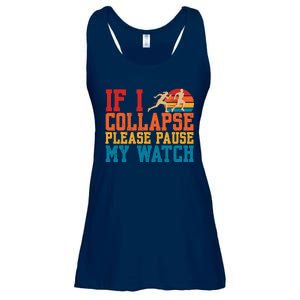 If I Collapse Please Pause My Watch Running Marathon Runner Ladies Essential Flowy Tank