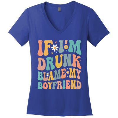 If Im Drunk Blame My Friend Funny Group Ing Vintage Gift Women's V-Neck T-Shirt