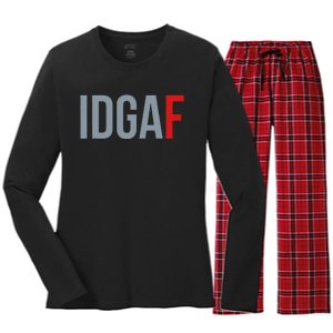 Idgaf I DonT Give A Fuck Women's Long Sleeve Flannel Pajama Set 