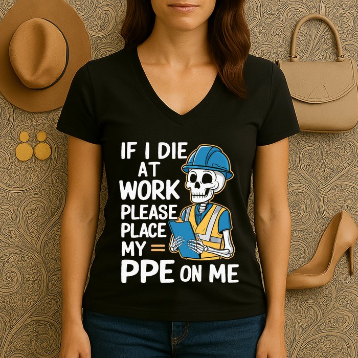 If I Die At Work Please Place My Ppe On Me Women's V-Neck T-Shirt