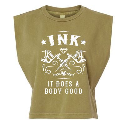 Ink It Does A Body Good Vintage Tattoo Machine Garment-Dyed Women's Muscle Tee