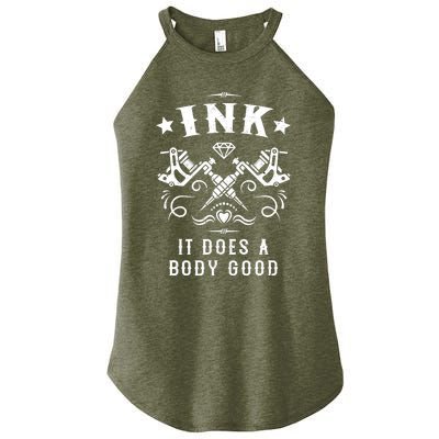 Ink It Does A Body Good Vintage Tattoo Machine Women's Perfect Tri Rocker Tank