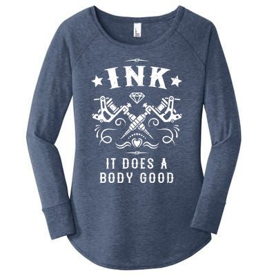 Ink It Does A Body Good Vintage Tattoo Machine Women's Perfect Tri Tunic Long Sleeve Shirt